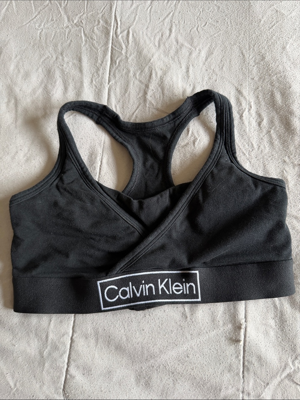 Calvin Klein Black Cross-Front Racerback Sports Bra